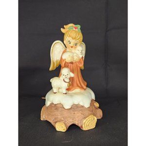 Vintage Porcelain Christmas Angel Wind-up Music Figurine